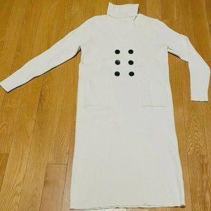 Womens Junees EPIK Ribbed White/Ivory Turtleneck Sweater Dress Size M